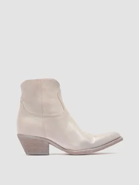 WANDA DD 103 - Off White Leather Zip Boots,Women