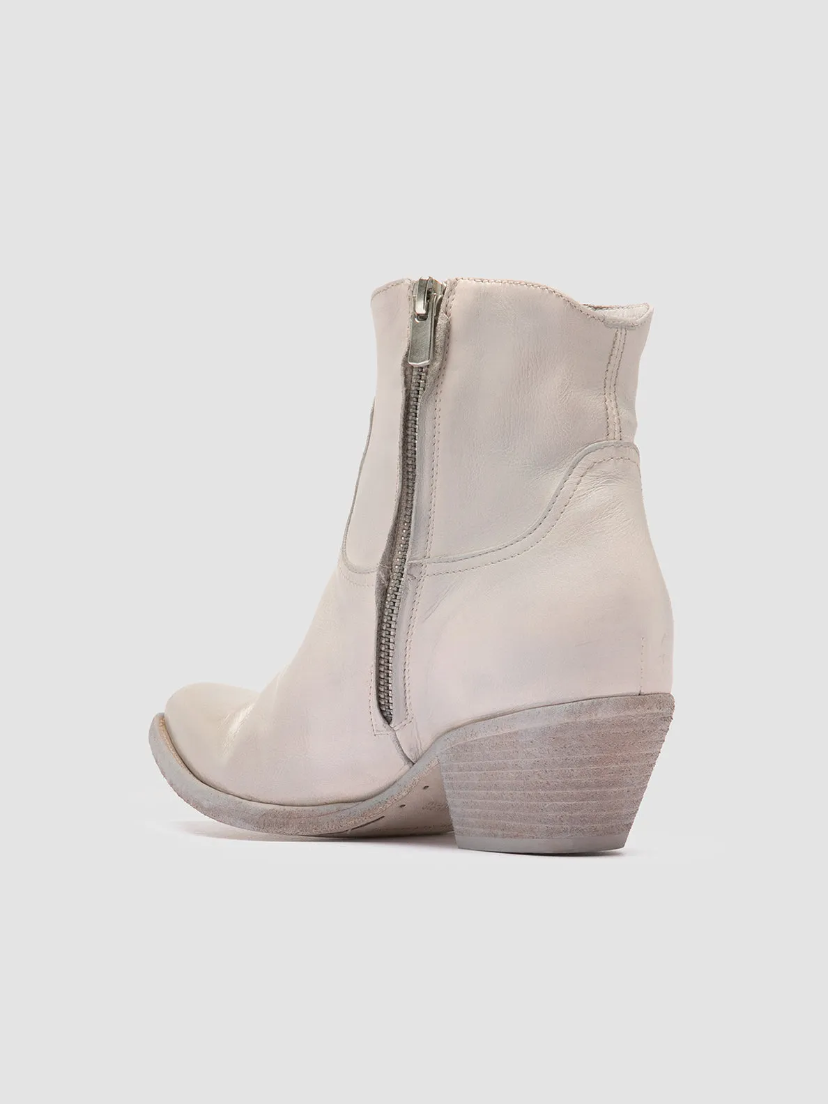 WANDA DD 103 - Off White Leather Zip Boots,Women