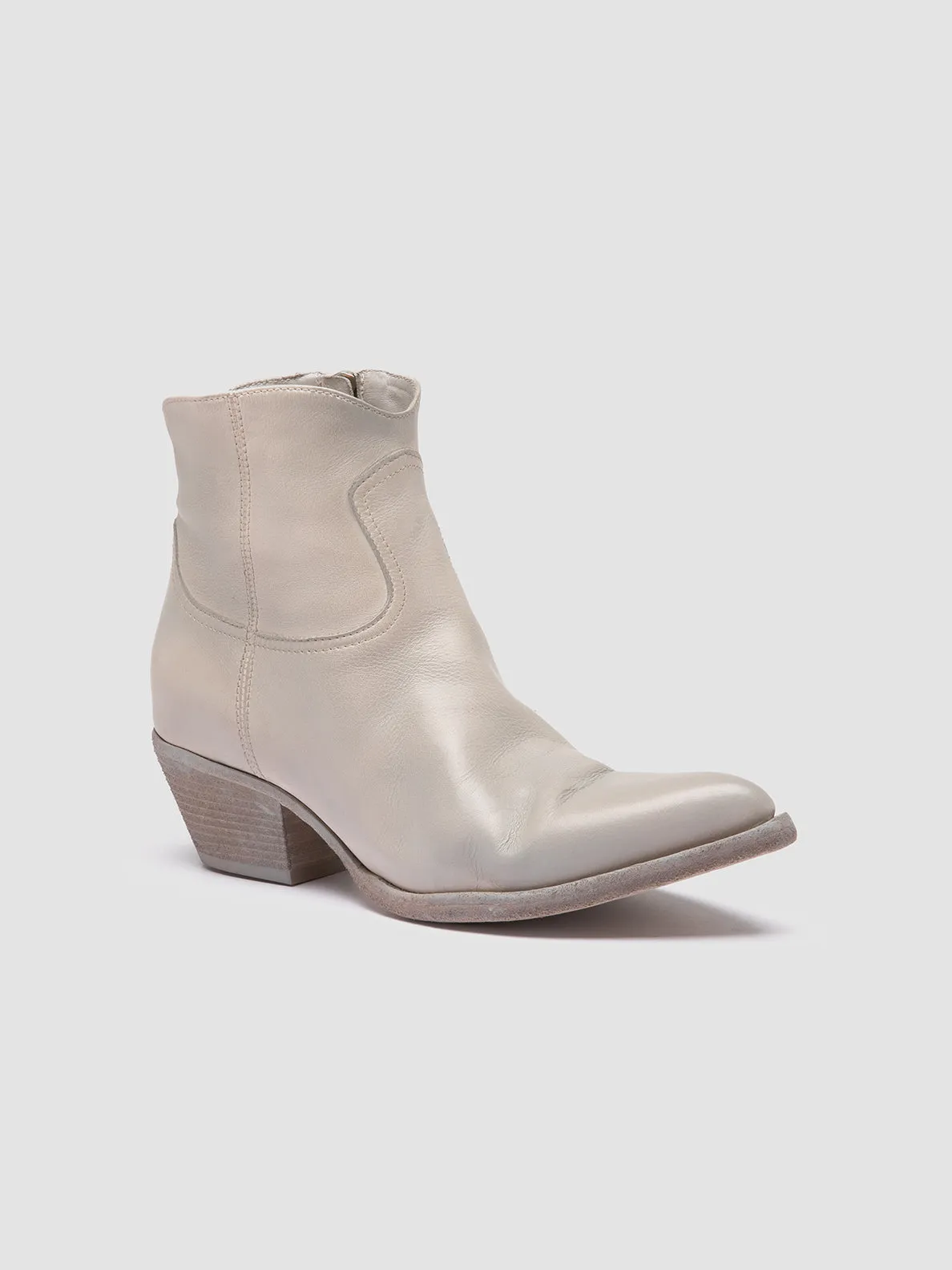 WANDA DD 103 - Off White Leather Zip Boots,Women