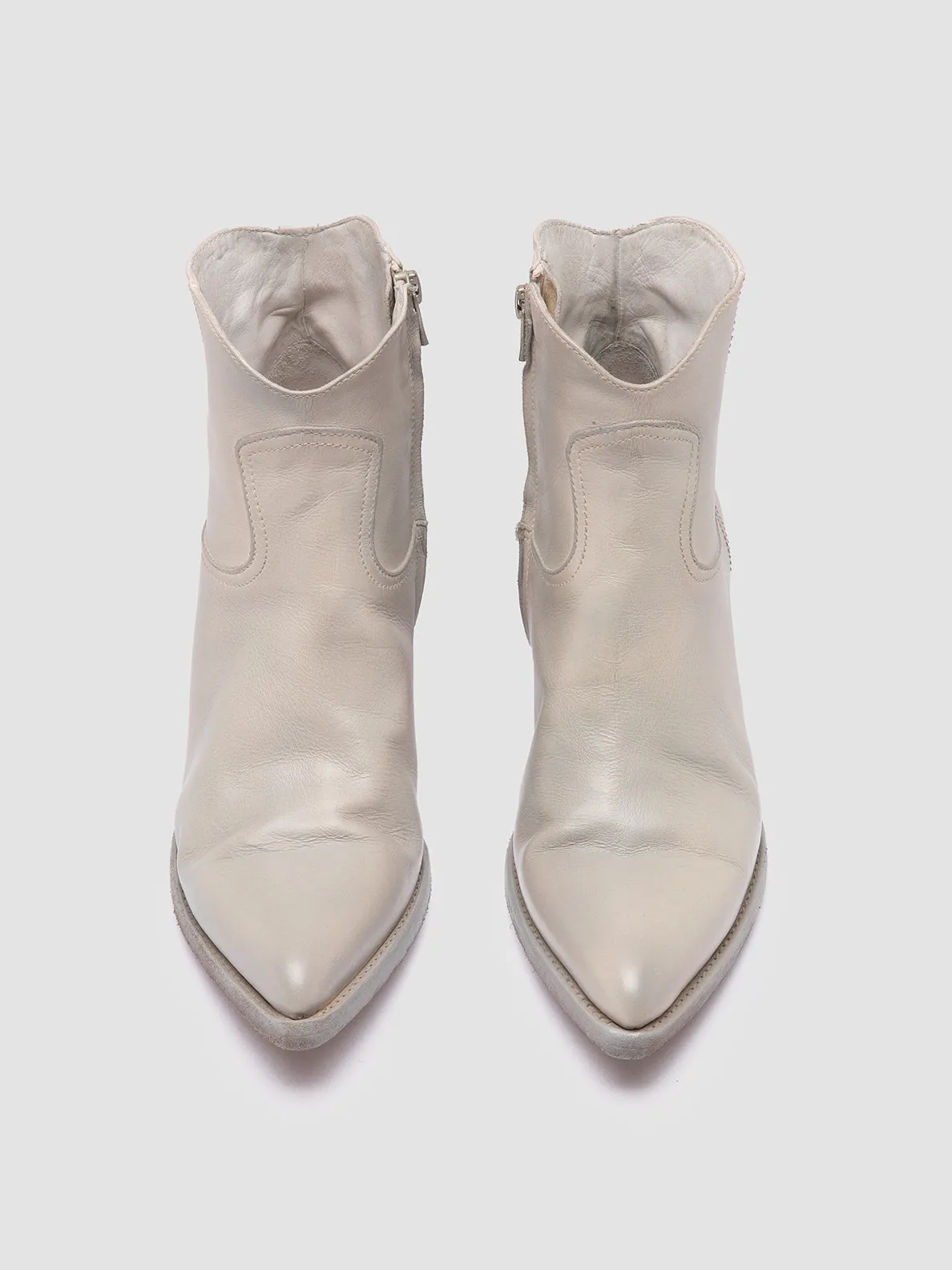 WANDA DD 103 - Off White Leather Zip Boots,Women
