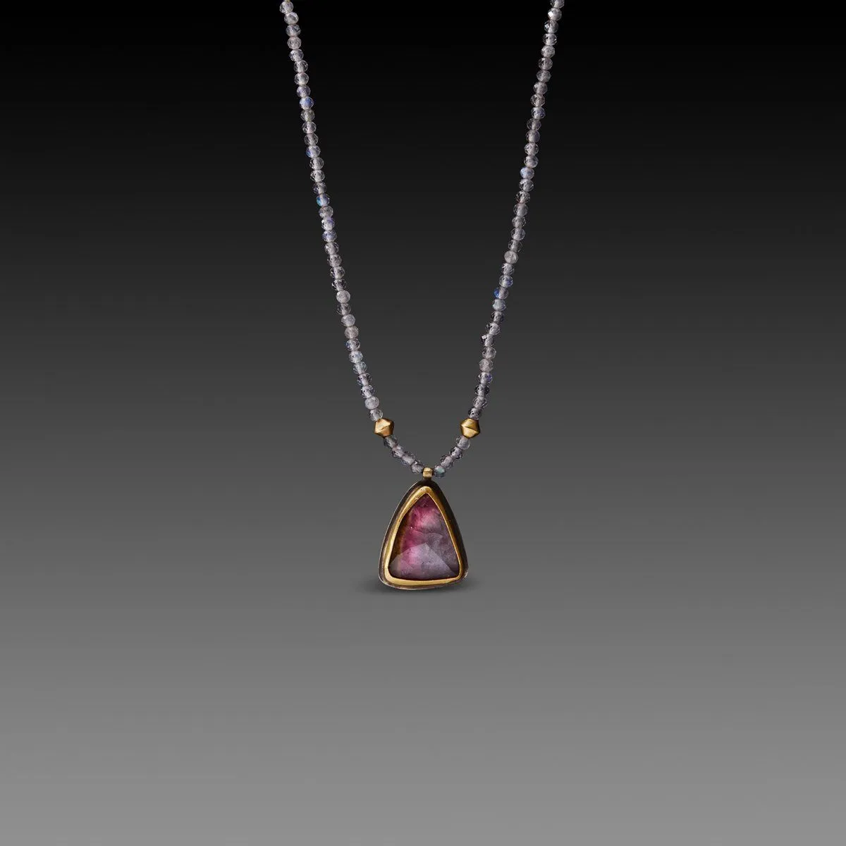 Watermelon Tourmaline and Labradorite Beaded Necklace,Jewelry Delicate & Elegant