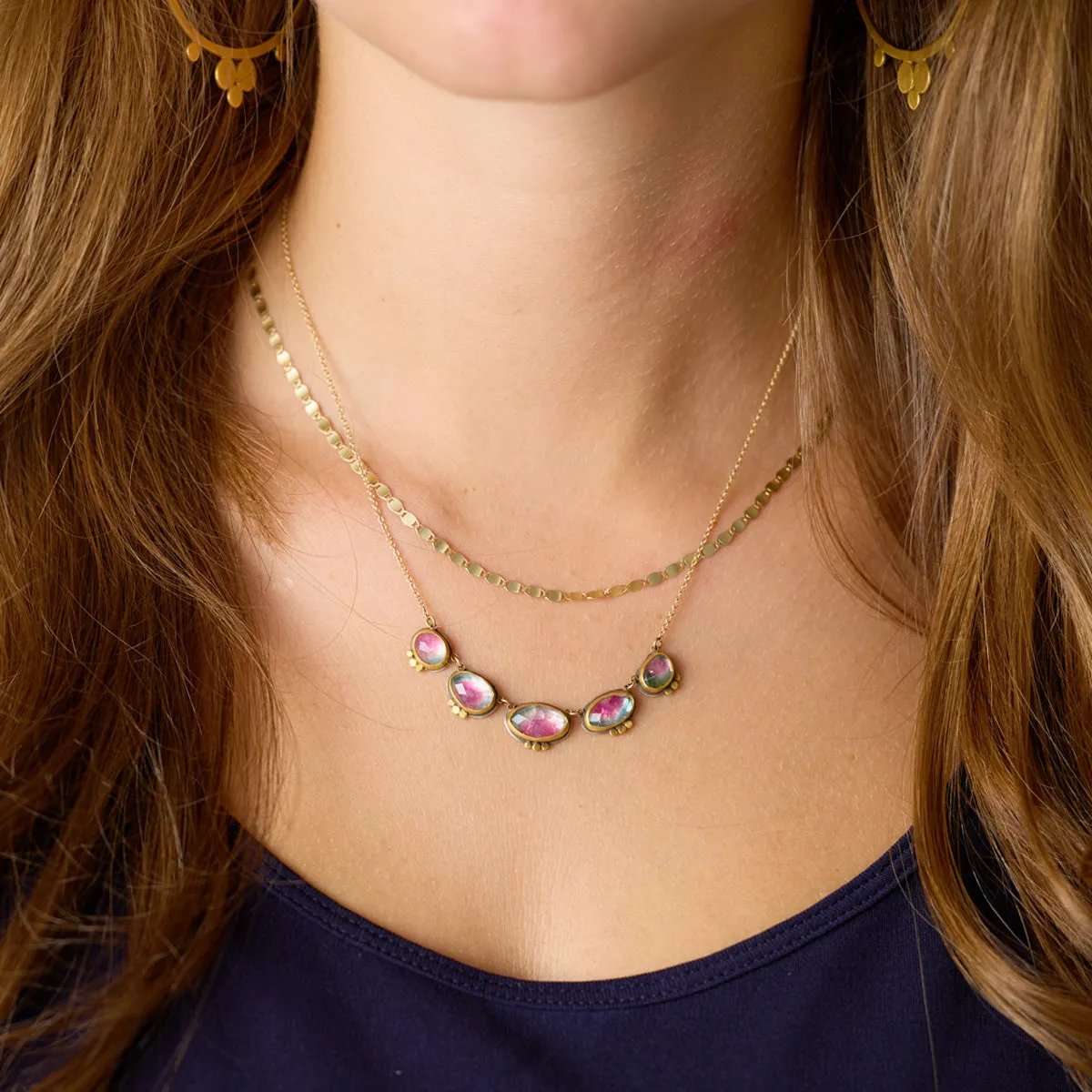 Watermelon Tourmaline Necklace,Jewelry Delicate & Elegant