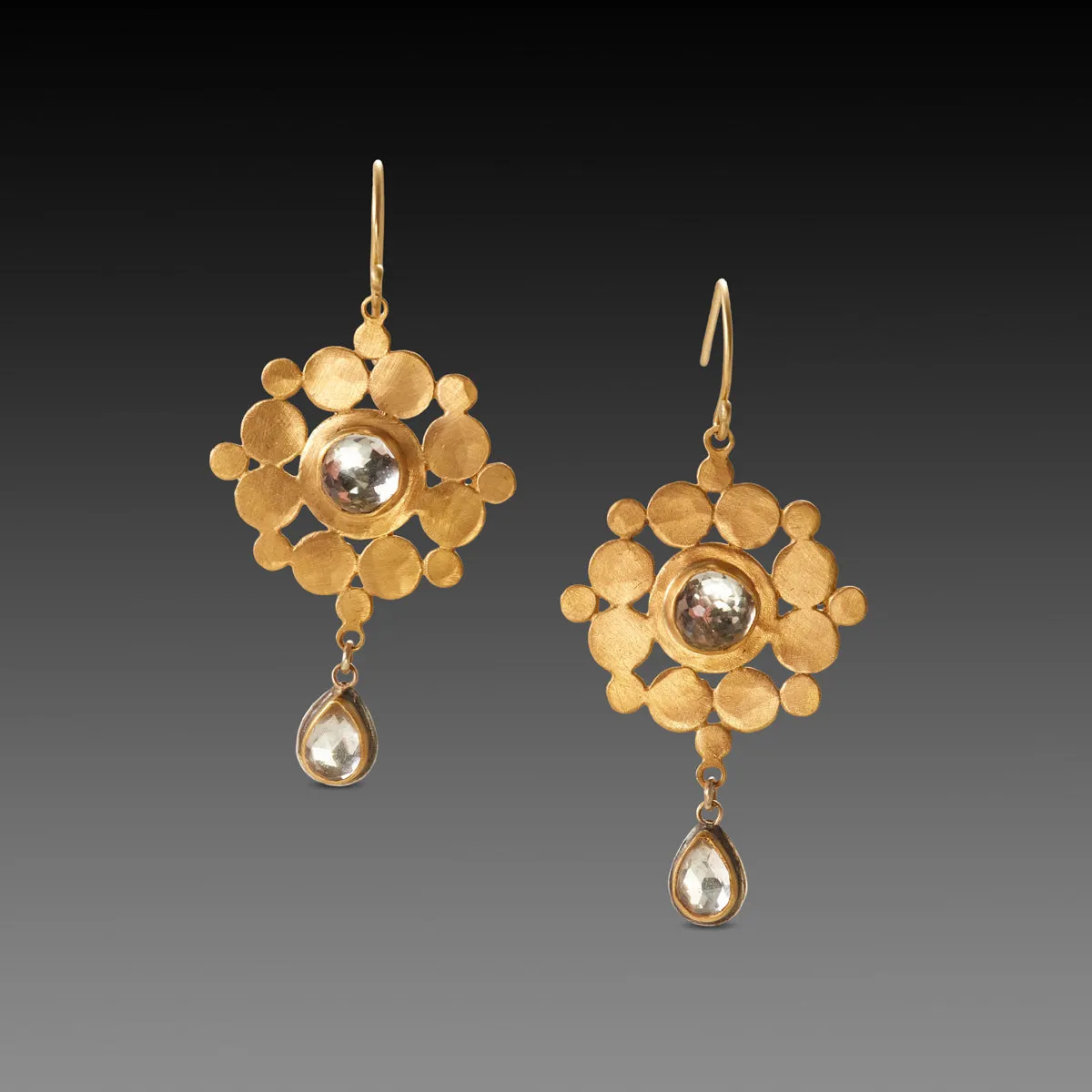 White Topaz Mandala Earrings,Jewelry Delicate & Elegant