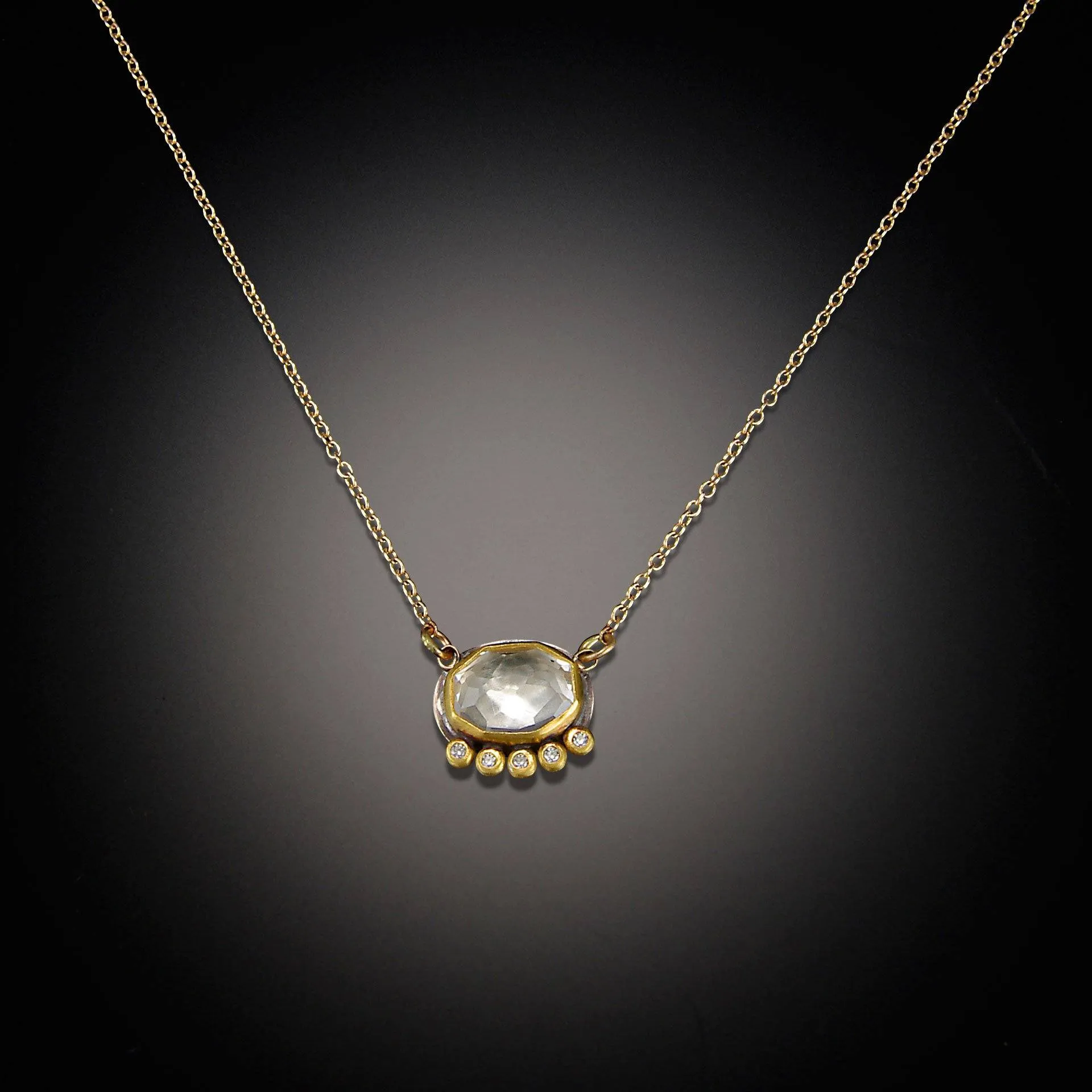 White Topaz Necklace with Diamond Line,Jewelry Delicate & Elegant