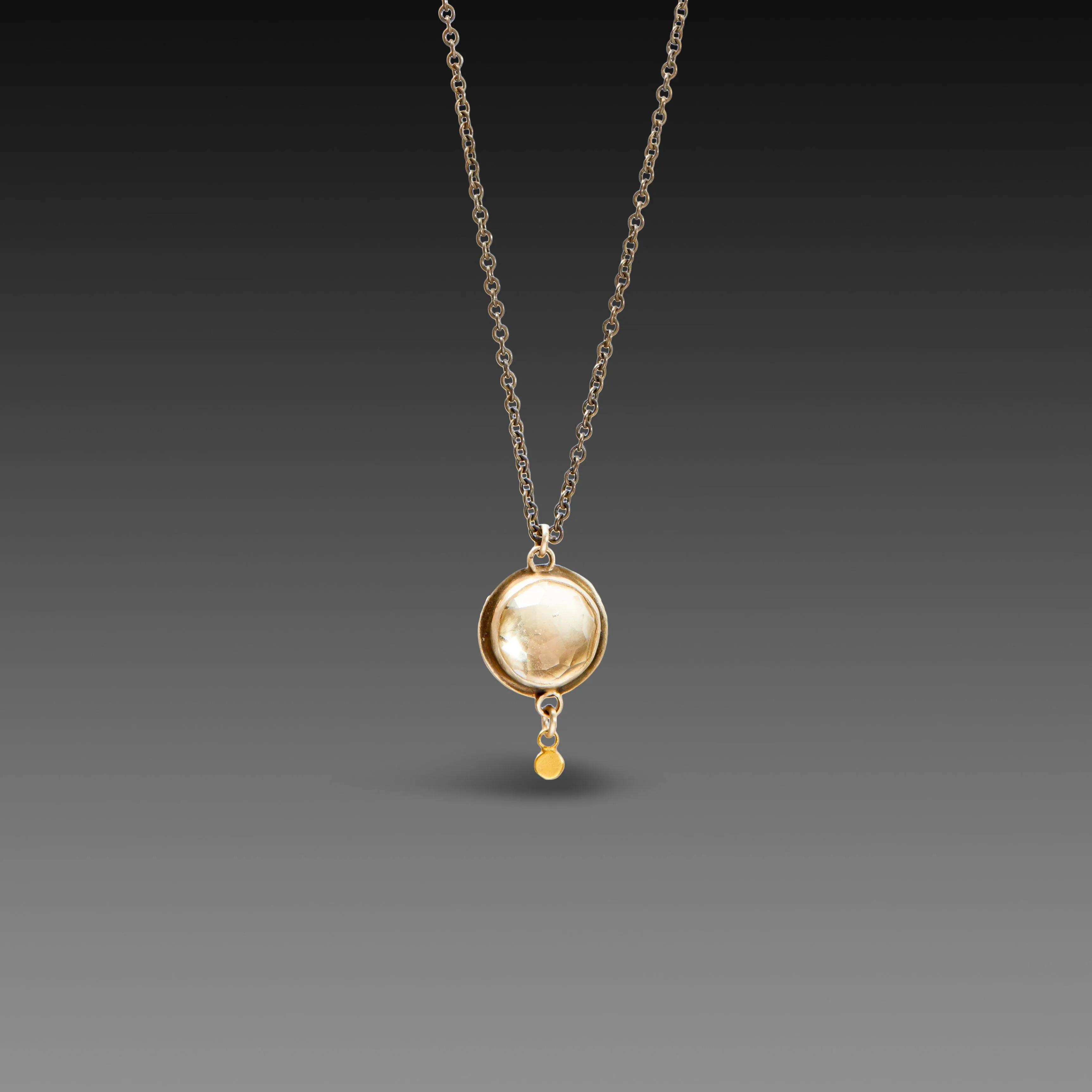 White Topaz Necklace with Gold Dot,Jewelry Delicate & Elegant
