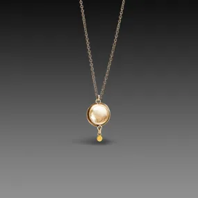 White Topaz Necklace with Gold Dot,Jewelry Delicate & Elegant