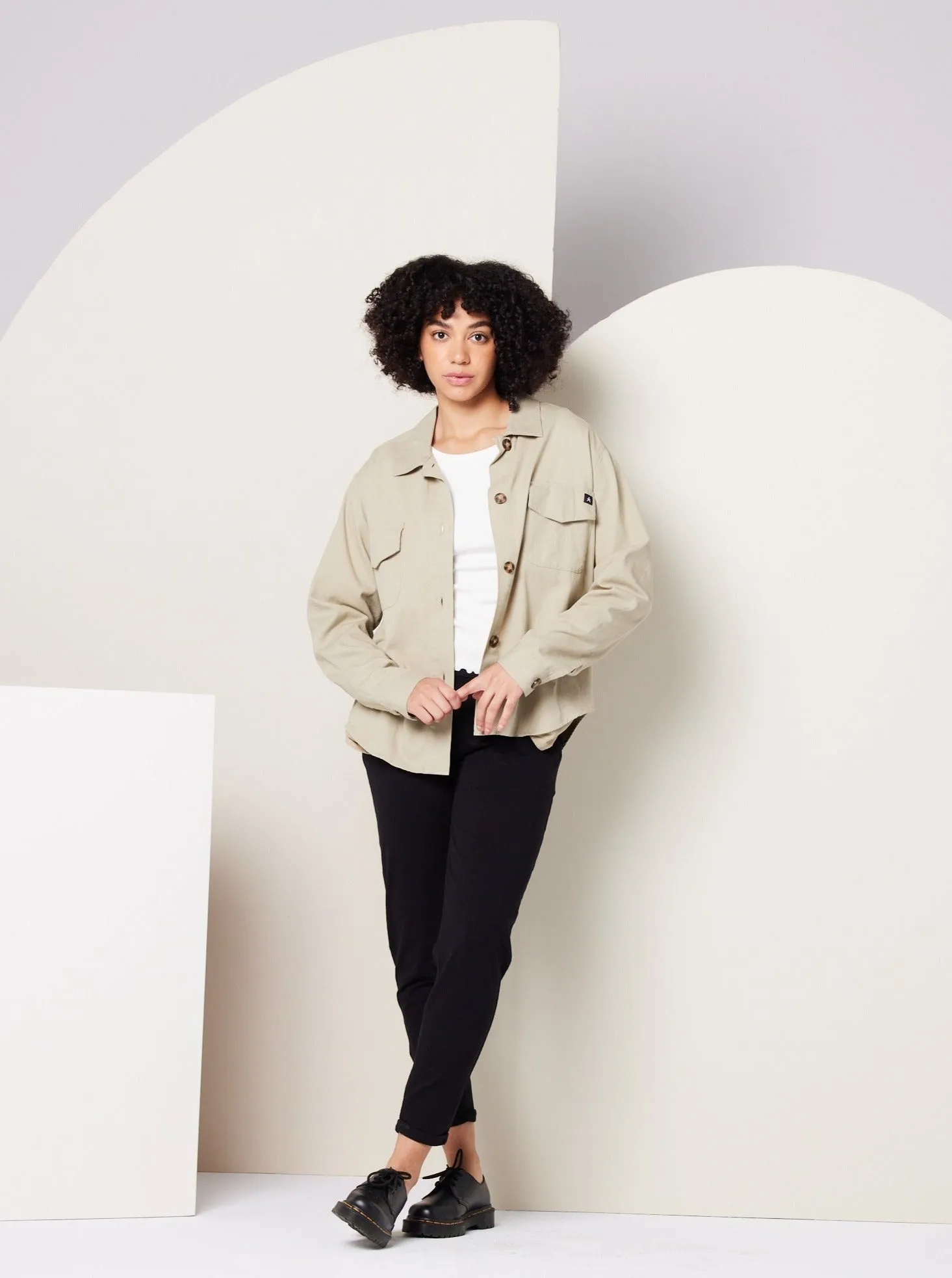 Ziggy Shirt Jacket - Khaki Green,Women
